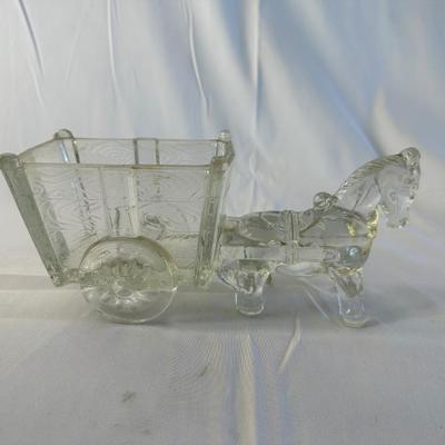 Vintage Scandinavian Horse And Buggy Glass