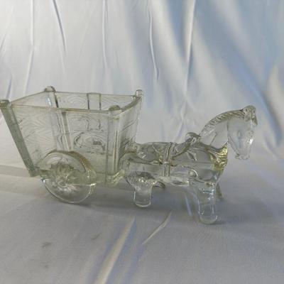 Vintage Scandinavian Horse And Buggy Glass