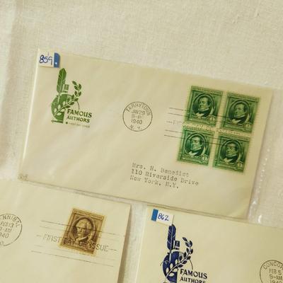 5 - FIRST DAY STAMPS - 1940 FAMOUS AUTHORS