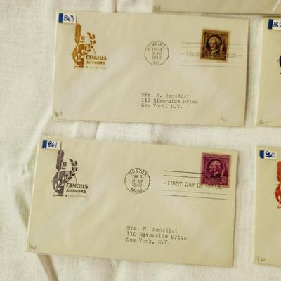 5 - FIRST DAY STAMPS - 1940 FAMOUS AUTHORS