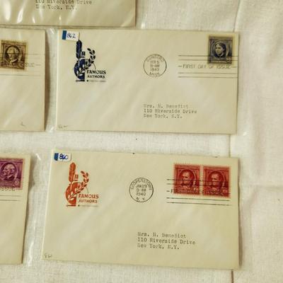 5 - FIRST DAY STAMPS - 1940 FAMOUS AUTHORS