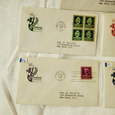 5 - FIRST DAY STAMPS - 1940S FAMOUS SCIENTISTS