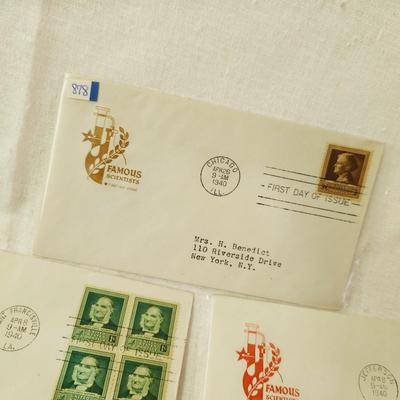 5 - FIRST DAY STAMPS - 1940S FAMOUS SCIENTISTS