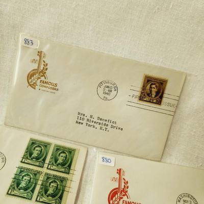 5 - FIRST DAY STAMPS - 1940 FAMOUS COMPOSERS