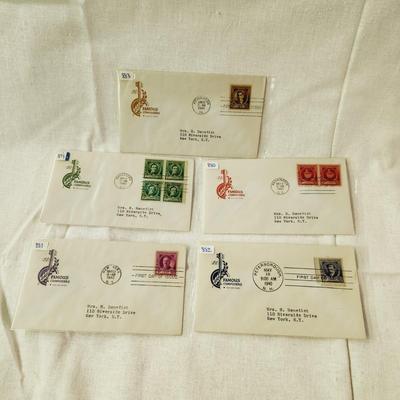 5 - FIRST DAY STAMPS - 1940 FAMOUS COMPOSERS