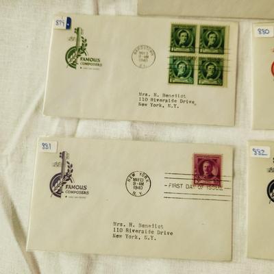 5 - FIRST DAY STAMPS - 1940 FAMOUS COMPOSERS