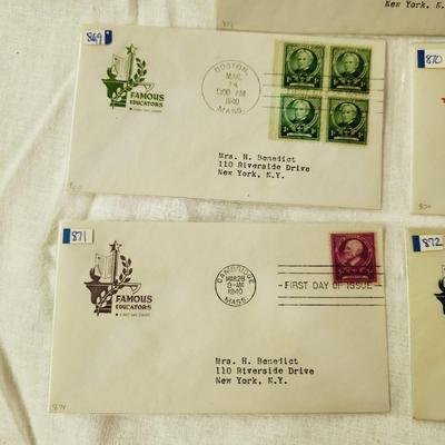 5 - FIRST DAY STAMPS - 1940s FAMOUS EDUCATORS