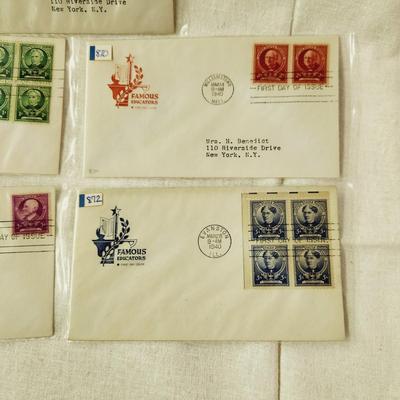 5 - FIRST DAY STAMPS - 1940s FAMOUS EDUCATORS
