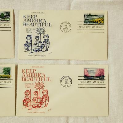 4 - FIRST DAY STAMPS - 1969 KEEP AMERICAN BEAUTIFUL