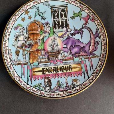 Excalibur Las Vegas Souvenir Casino Decorative Plate Wizard/Dragons