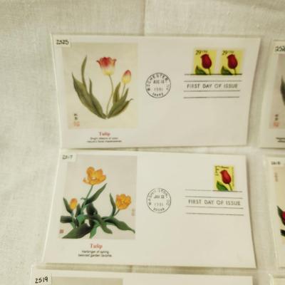 7 - FIRST DAY STAMPS - 1991 TULIPS