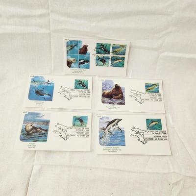5 - FIRST DAY STAMPS - 1990 CREATURES OF THE SEA