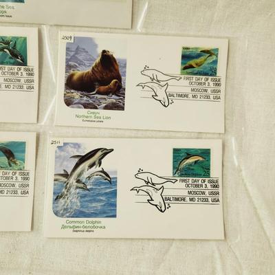 5 - FIRST DAY STAMPS - 1990 CREATURES OF THE SEA