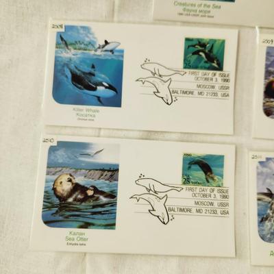 5 - FIRST DAY STAMPS - 1990 CREATURES OF THE SEA