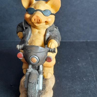 Harley Davidson Baby Booties 0-3 months and a Harley pig on Motorcycle figure