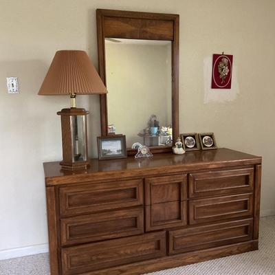 Contemporary Modern Triple Dresser with Mirror