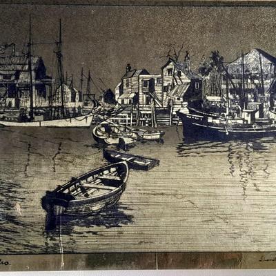 Lionel Barrymore Signed artwork Purdy's Basin & "San Pedro" Gold Foil Etching artwork