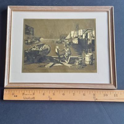 Lionel Barrymore Signed artwork Purdy's Basin & "San Pedro" Gold Foil Etching artwork