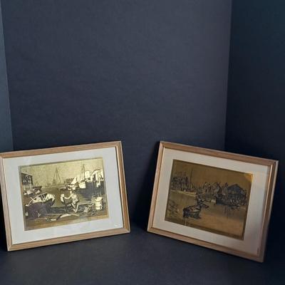 Lionel Barrymore Signed artwork Purdy's Basin & "San Pedro" Gold Foil Etching artwork