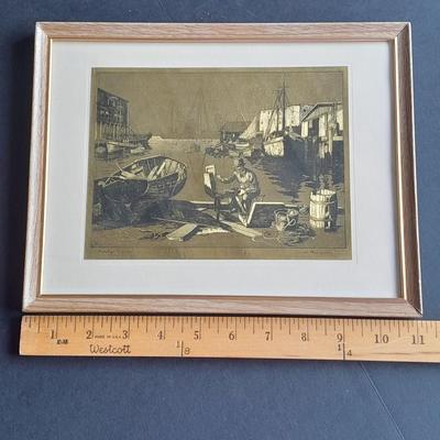 Lionel Barrymore Signed artwork Purdy's Basin & "San Pedro" Gold Foil Etching artwork
