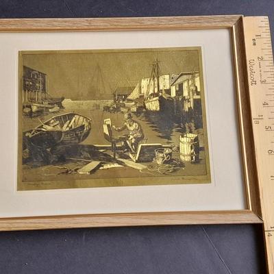 Lionel Barrymore Signed artwork Purdy's Basin & "San Pedro" Gold Foil Etching artwork