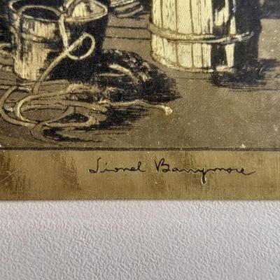 Lionel Barrymore Signed artwork Purdy's Basin & "San Pedro" Gold Foil Etching artwork