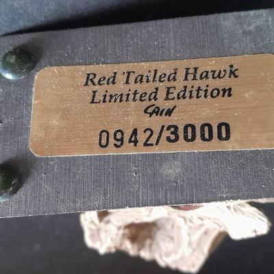 Limited Edition Cain Red Tailed Hawk Limited edition statue and Fishing Legends Plaque / shadow box
