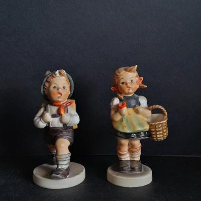 Two W. Goebel West Germany School boy and School girl Hummel figures