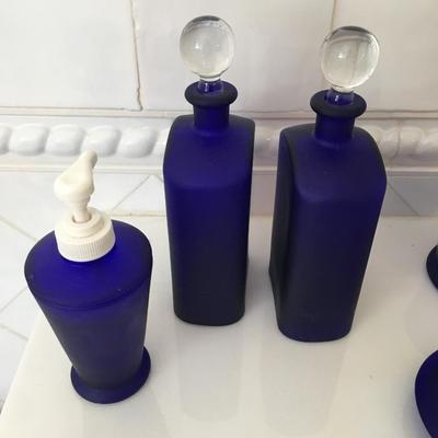 Umbra blue glass Vanity set