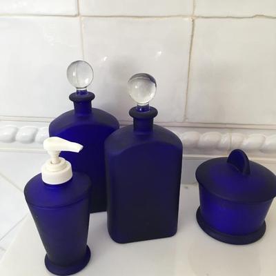Umbra blue glass Vanity set