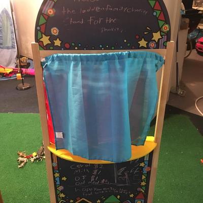 Puppet theater with chalk board