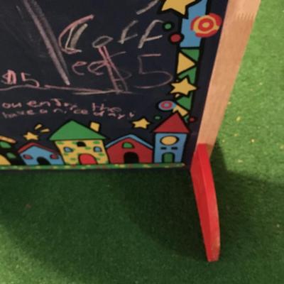 Puppet theater with chalk board
