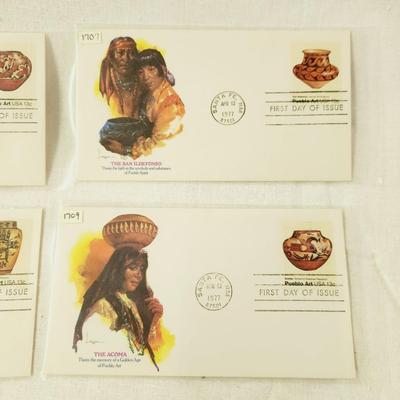 4 - FIRST DAY STAMPS - 1977 PUEBLO ART