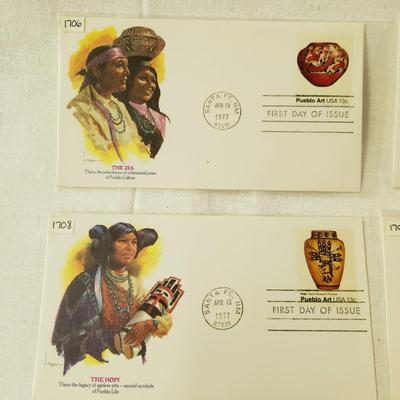 4 - FIRST DAY STAMPS - 1977 PUEBLO ART