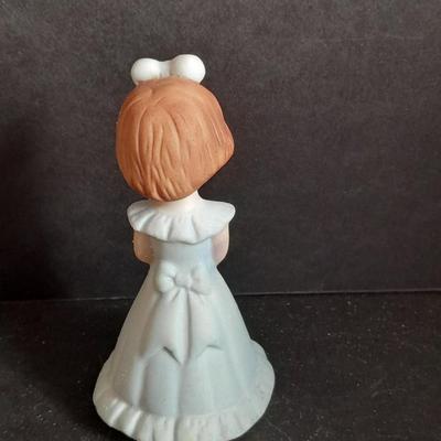 Two Enesco Birthday girl figures ages 2 & 3 and Egg and an Angel figure