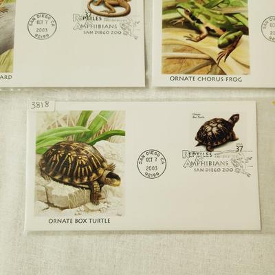 6 - FIRST DAY STAMPS - 2003 REPTILES & AMPHIBIANS OF SAN DIEGO ZOO