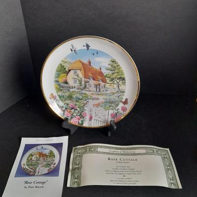 Two Collectible plates with Certificates of Authenticity "Pugnacious Playmate" and "Rose Cottage"