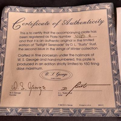 Two Collectible plates with Certificates of Authenticity "Christmas Tree Lighting" and "Twilight Serenade"