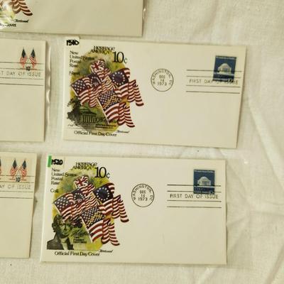 5 - FIRST DAY STAMPS - 1973 HERITAGE AMERICA