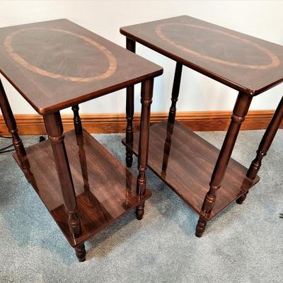 Lot #10  Pair of Vintage Laminate Wood Style Side Tables
