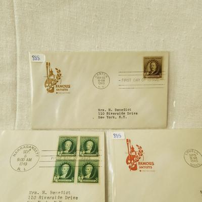 5 - FIRST DAY STAMPS - 1940S FAMOUS ARTIST