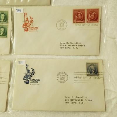 5 - FIRST DAY STAMPS - 1940S FAMOUS ARTIST