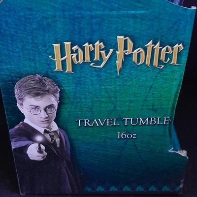 Harry Potter travel tumbler 16 once and a pair of Harry Potter plastic glasses
