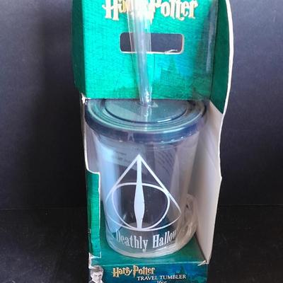 Harry Potter travel tumbler 16 once and a pair of Harry Potter plastic glasses