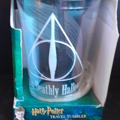 Harry Potter travel tumbler 16 once and a pair of Harry Potter plastic glasses