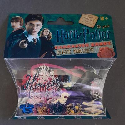 Harry Potter pin back Buttons and Character Bandz Elastic Bracelets