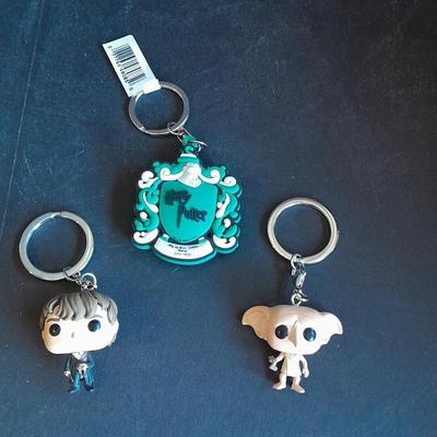 Three Collectible Harry Potter Keychains with easy clasp key ring
