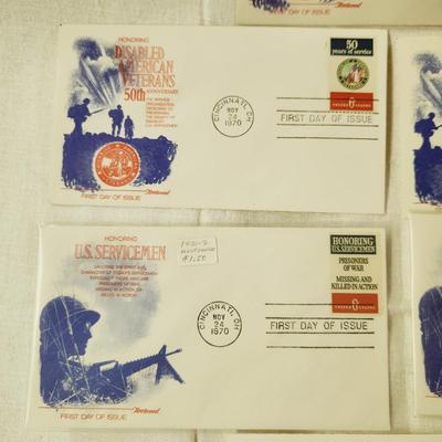 6 - FIRST DAY STAMPS - 1970 HONORING US SERVICE MEN & DISABLED SERVICE MEN