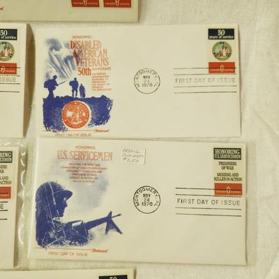 6 - FIRST DAY STAMPS - 1970 HONORING US SERVICE MEN & DISABLED SERVICE MEN