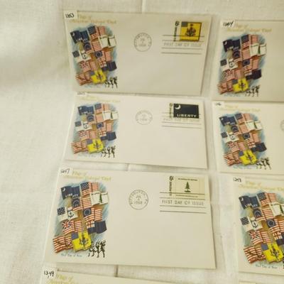 10 - FIRST DAY STAMPS - FLAGS OF AMERICAN COLONIAL FLAGS